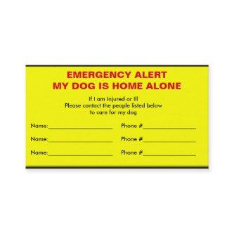 Emergency Alert Dog Home Alone Card