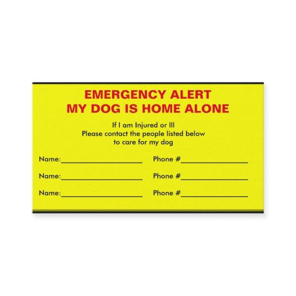Emergency Alert Dog Home Alone Card