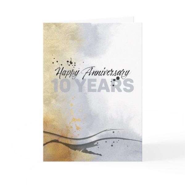 Employee 10th Anniversary Artistic Ink Abstract Card