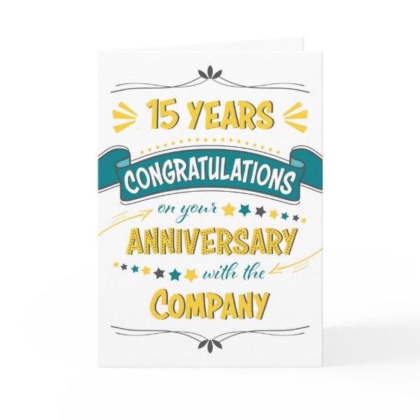 Employee 15th Anniversary Congratulations Word Art Card