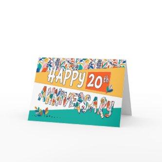 Employee 20th Anniversary Bright Colors Pattern Card