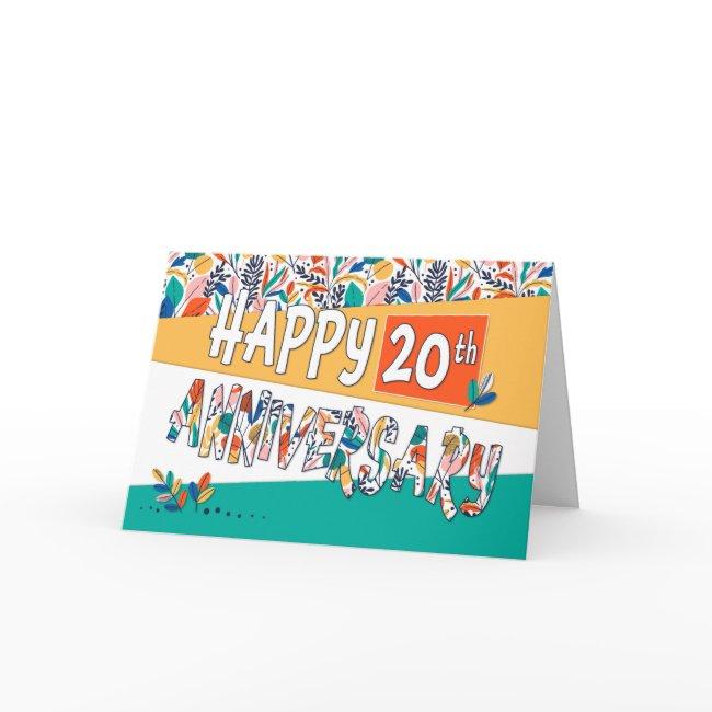 Employee 20th Anniversary Bright Colors Pattern Card