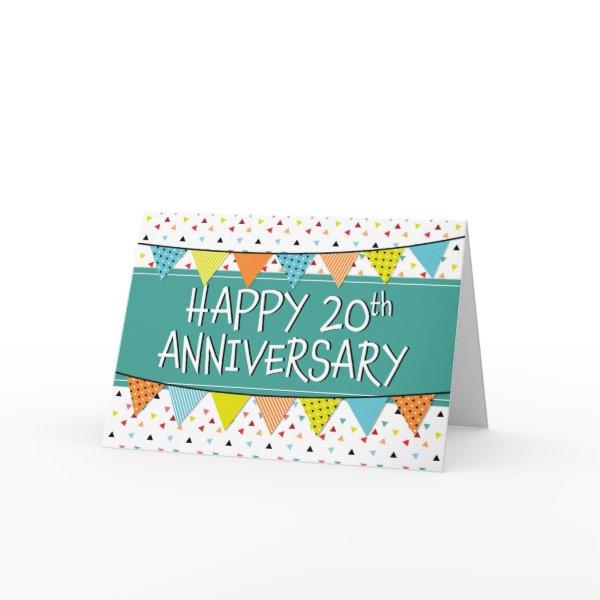 Employee 20th Anniversary Colorful Triangles Card