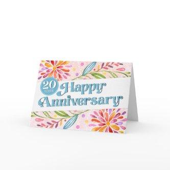 Employee 20th Anniversary Colorful Watercolor Card
