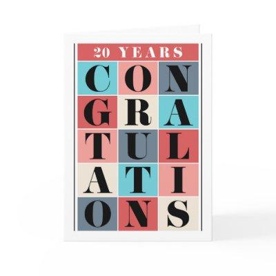 Employee 20th Anniversary Congratulations Grid Card