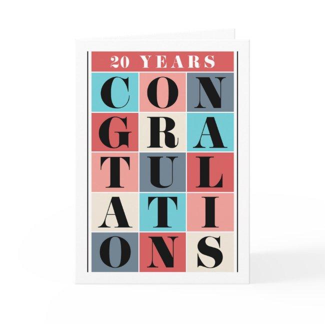 Employee 20th Anniversary Congratulations Grid Card