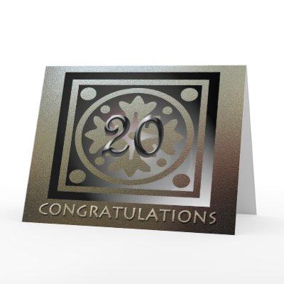 Employee 20th Anniversary Elegant Golden Card