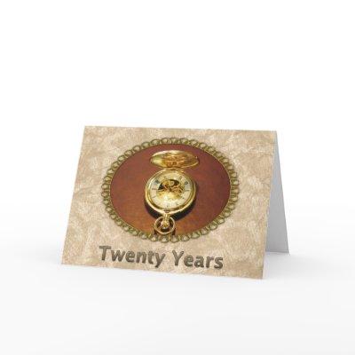 Employee 20th Anniversary Elegant Golden Watch Card