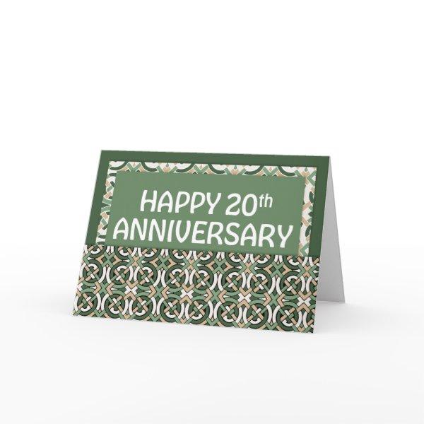 Employee 20th Anniversary Green Pattern Card