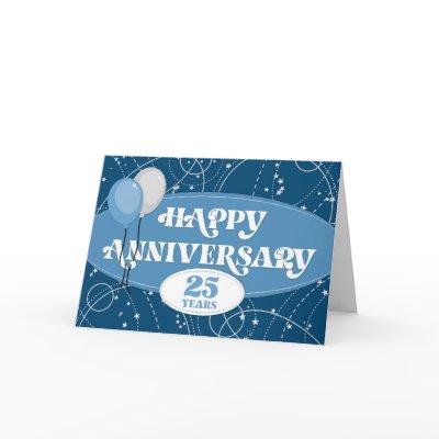 Employee 25 Anniversary Balloons and Pattern Card