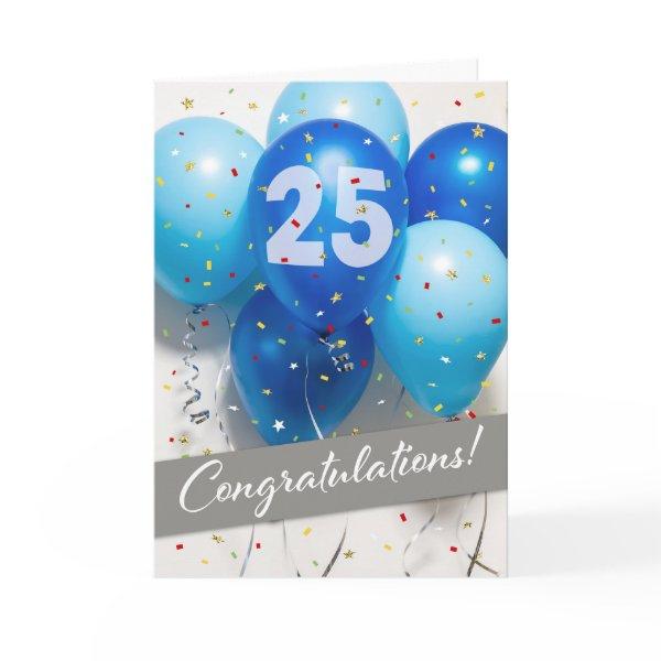 Employee 25th Anniversary Blue Balloons Card
