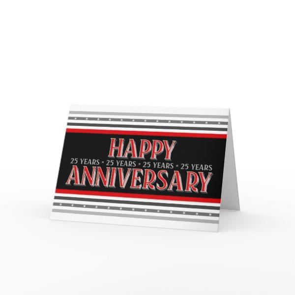 Employee 25th Anniversary Layered Font Red Gray Card