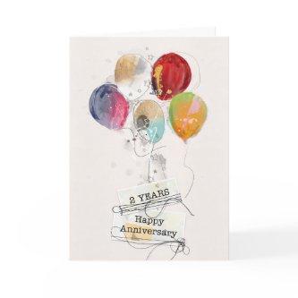 Employee 2nd Anniversary Balloons Card