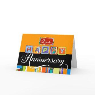 Employee 2nd Anniversary - Bold Colors Card