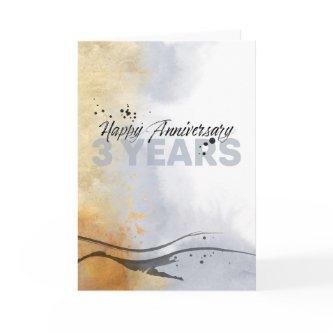 Employee 3rd Anniversary Artistic Ink Abstract Card