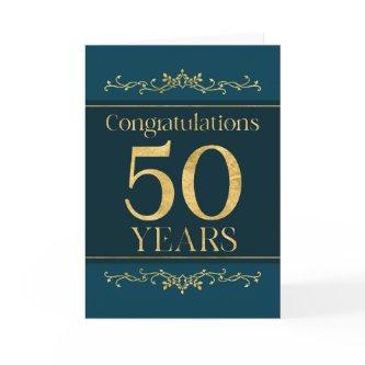 Employee 50th Anniversary Stylish Formal Elegant Card