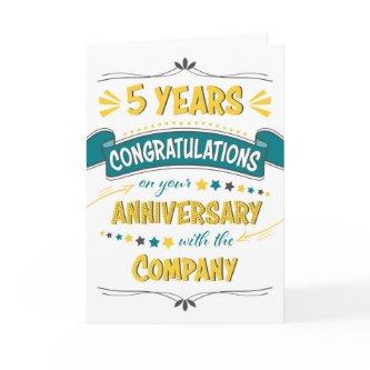 Employee 5th Anniversary Congratulations Word Art Card