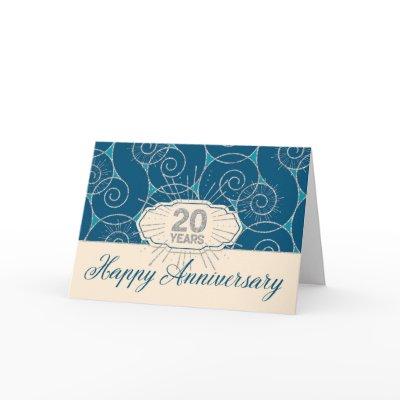 Employee Anniversary 20 Years - Blue Swirls Card