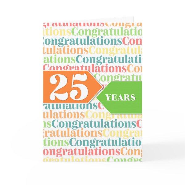 Employee Anniversary 25 Years Colorful Pattern Card