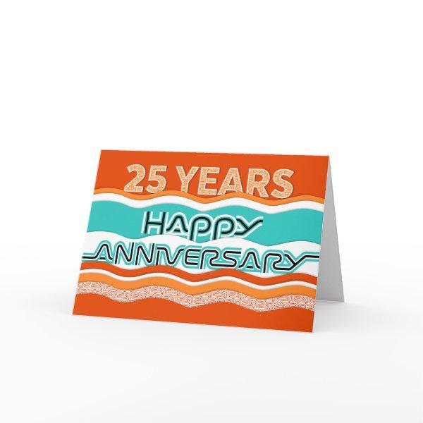 Employee Anniversary 25 Years Colorful Waves Card