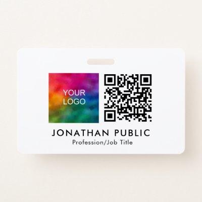 Employee Company Logo Here QR Code Name Tags Badge