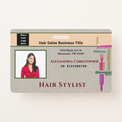 Employee ID Card Hair Stylist Photo Custom Badge