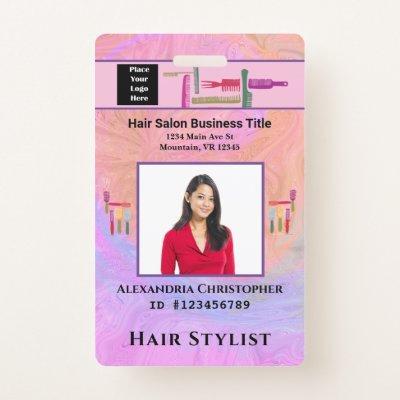 Employee  ID Card Hair Stylist Photo Custom Badge
