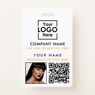 Employee ID Photo QR Code Custom ID Printing White Badge