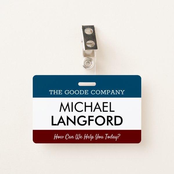 Employee Name Badge | Custom Text and Color Basic