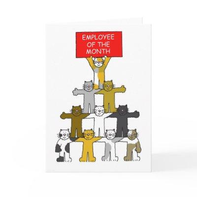 Employee of the Month Cartoon Cats Card
