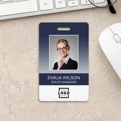Employee Photo, Bar Code, Logo, Name Gradient Badge