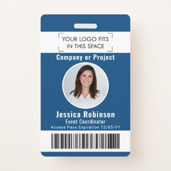 Employee Photo ID Barcode Classic Blue Access Badge