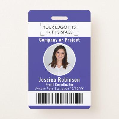 Employee Photo ID Barcode Logo Purple Access Pass Badge