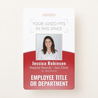 Employee Photo ID Barcode Your Logo Red Curve Badge