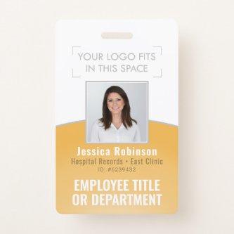 Employee Photo ID Barcode Your Logo Yellow Curve Badge