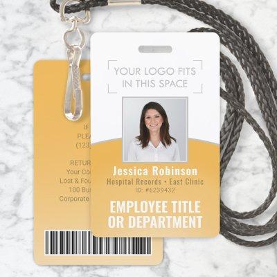 Employee Photo ID Barcode Your Logo Yellow Curve Badge