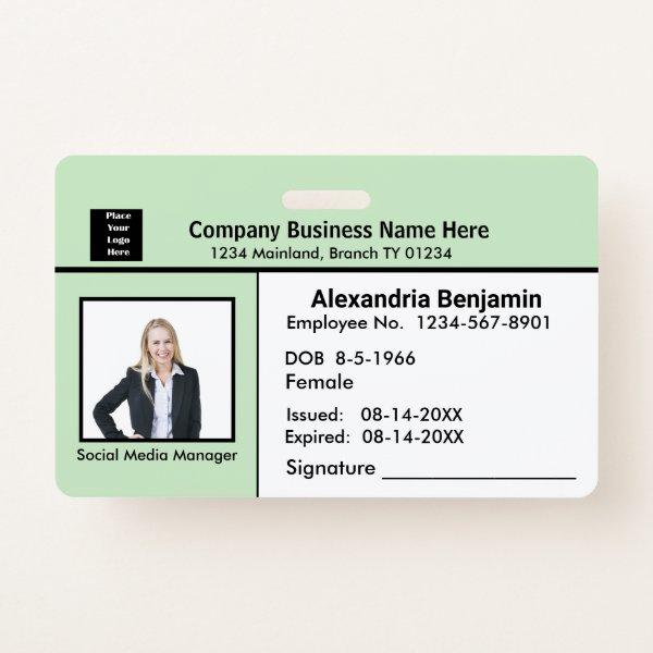 Employee Photo Name Logo Bar Code ID Card Custom Badge