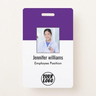 Employee Photo | QR Code‏ Business Logo purple ID Badge