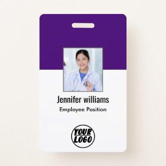 Employee Photo | QR Code‏ Business Logo purple ID Badge