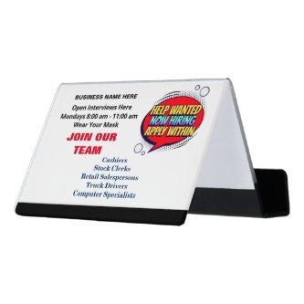 Employees Business Logo Help Wanted Hiring Custom  Desk  Holder