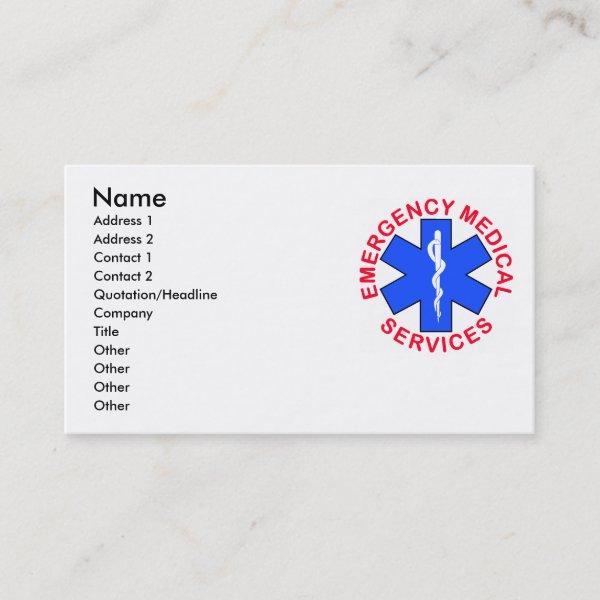 EMS EMT Contact Card