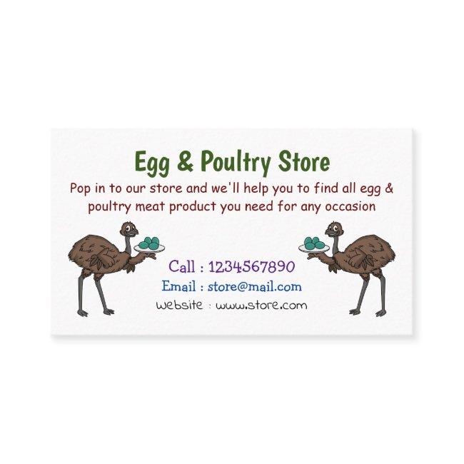 Emu with eggs cartoon illustration