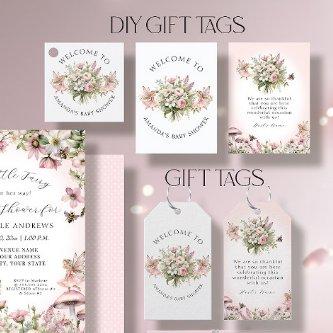 Enchanted Fairy Floral Baby Girl Shower DIY Tags