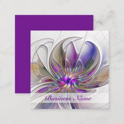 Energetic, Colorful Abstract Fractal Art Flower Square