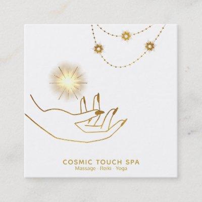 *~* Energy Healing - Gold Cosmic Stars Hands Square