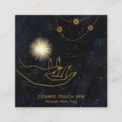 *~* Energy Healing | Gold Cosmic Stars Hands Square