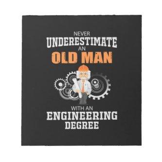 Engineer Old Man With An Engineering Degree Notepad
