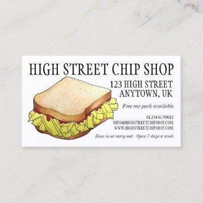 English Chip Shop Butty Sandwich Takeaway UK Food