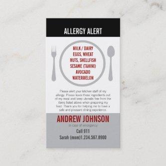 English/Spanish Bilingual Allergy Alert Card