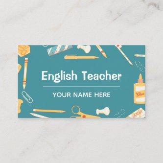 English Teacher School Things Pattern Home Tutor
